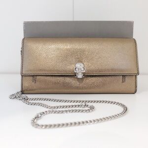 Alexander McQueen Metallic Chain Long Wallet Skull